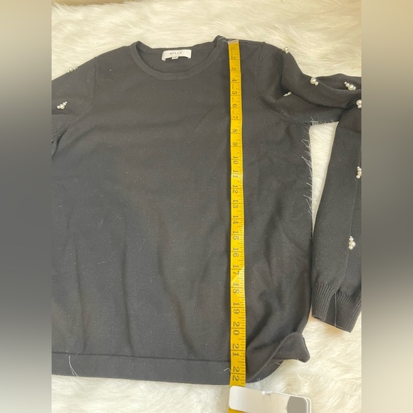 Milly Black Knit sweatshirt with pearl embellished sleeves - Picture 11 of 12